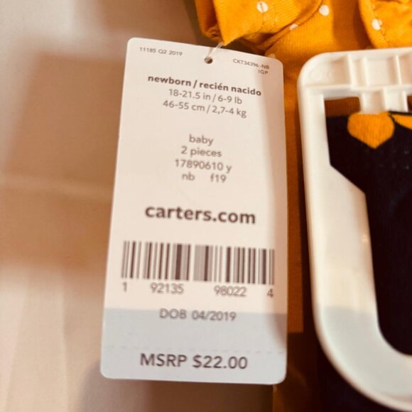 Carter’s Baby Girl Floral Polka Dot Ruffle Bodysuit & Leggings Set - Picture 6 of 6